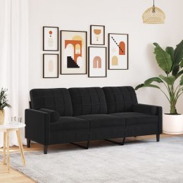 3-OSOBOWA SOFA Z PODUSZKAMI CZARNA 180CM AKSAMIT