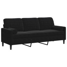 3-OSOBOWA SOFA Z PODUSZKAMI CZARNA 180CM AKSAMIT