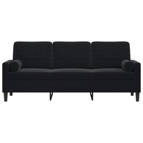 3-OSOBOWA SOFA Z PODUSZKAMI CZARNA 180CM AKSAMIT