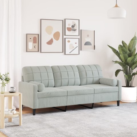 3-OSOBOWA SOFA Z PODUSZKAMI JASNOSZARA 180CM AKSAMIT