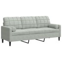 3-OSOBOWA SOFA Z PODUSZKAMI JASNOSZARA 180CM AKSAMIT