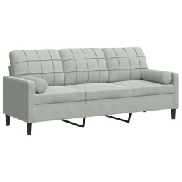 3-OSOBOWA SOFA Z PODUSZKAMI JASNOSZARA 180CM AKSAMIT