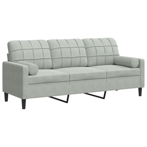 3-OSOBOWA SOFA Z PODUSZKAMI JASNOSZARA 180CM AKSAMIT