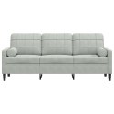 3-OSOBOWA SOFA Z PODUSZKAMI JASNOSZARA 180CM AKSAMIT