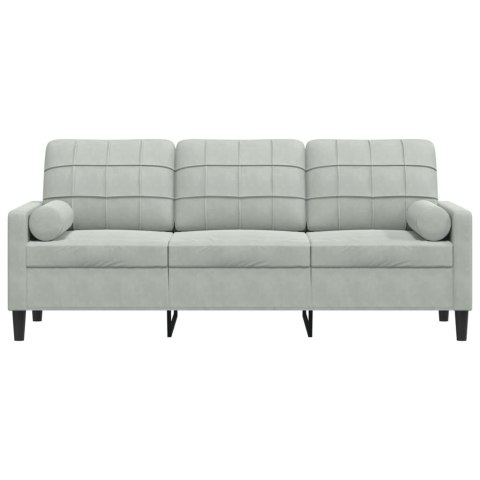 3-OSOBOWA SOFA Z PODUSZKAMI JASNOSZARA 180CM AKSAMIT