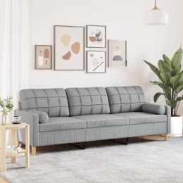 3-OSOBOWA SOFA Z PODUSZKAMI JASNOSZARA 210CM OBITA TKANINĄ