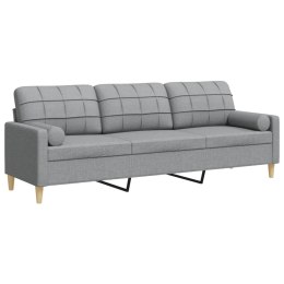 3-OSOBOWA SOFA Z PODUSZKAMI JASNOSZARA 210CM OBITA TKANINĄ
