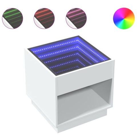 STOLIK NOCNY Z LED INFINITY BIAŁY 50X50X50CM