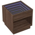 STOLIK NOCNY Z LED INFINITY BRĄZOWY DĄB 50X50X50CM