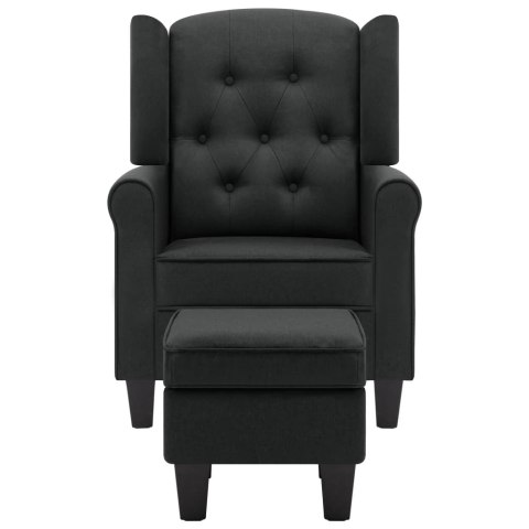 FOTEL Z PODNÓŻKIEM CIEMNOSZARY TAPICEROWANY TKANINĄ