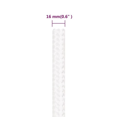 LINKA ŻEGLARSKA BIAŁA JEDNOLITA 16MM 50M POLIPROPYLEN