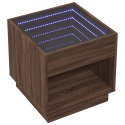 STOLIK KAWOWY Z LED INFINITY BRĄZOWY DĄB 50X50X50CM