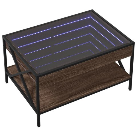 STOLIK KAWOWY Z LED INFINITY BRĄZOWY DĄB 70X50X38CM