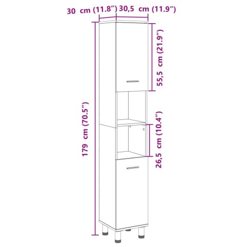 SZAFKA ŁAZIENKOWA DĄB SONOMA 30,5X30X179CM
