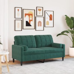 2-OSOBOWA SOFA Z PODUSZKAMI CIEMNOZIELONA 140CM AKSAMIT