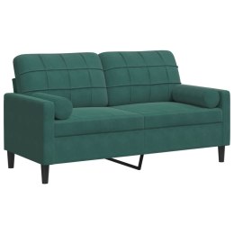 2-OSOBOWA SOFA Z PODUSZKAMI CIEMNOZIELONA 140CM AKSAMIT