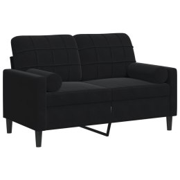 2-OSOBOWA SOFA Z PODUSZKAMI CZARNA 120CM AKSAMIT