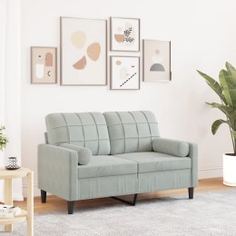 2-OSOBOWA SOFA Z PODUSZKAMI JASNOSZARA 120CM AKSAMIT