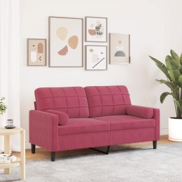 2-OSOBOWA SOFA Z PODUSZKAMI WINNA CZERWIEŃ 140CM AKSAMIT