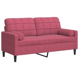 2-OSOBOWA SOFA Z PODUSZKAMI WINNA CZERWIEŃ 140CM AKSAMIT