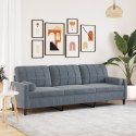 3-OSOBOWA SOFA Z PODUSZKAMI CIEMNOSZARA 210CM AKSAMIT