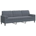 3-OSOBOWA SOFA Z PODUSZKAMI CIEMNOSZARA 210CM AKSAMIT