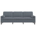 3-OSOBOWA SOFA Z PODUSZKAMI CIEMNOSZARA 210CM AKSAMIT