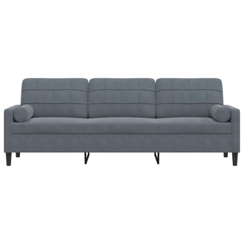 3-OSOBOWA SOFA Z PODUSZKAMI CIEMNOSZARA 210CM AKSAMIT