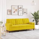 3-OSOBOWA SOFA Z PODUSZKAMI ŻÓŁTA 180CM AKSAMIT