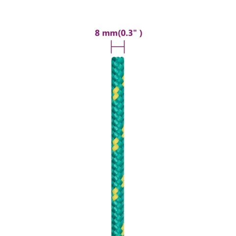 LINKA ŻEGLARSKA ZIELONA 8MM 100M POLIPROPYLEN
