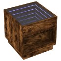 STOLIK NOCNY Z LED INFINITY PRZYDYMIONY DĄB 50X50X50CM