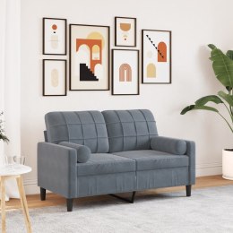 2-OSOBOWA SOFA Z PODUSZKAMI CIEMNOSZARA 120CM AKSAMIT