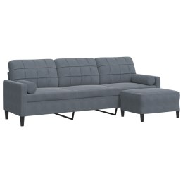 3-OSOBOWA SOFA Z PODNÓŻKIEM CIEMNOSZARA 210CM AKSAMIT