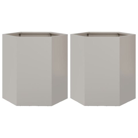 DONICE OGRODOWE 2 SZT. SZEŚCIOKĄTNE 46X40X45CM STAL