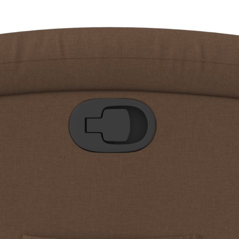 PODNOSZONY FOTEL ROZKŁADANY BRĄZOWY OBITY TKANINĄ