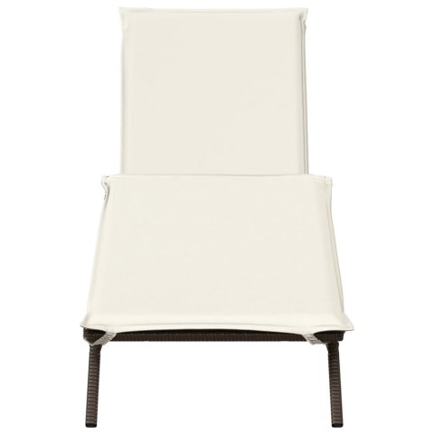 LEŻAK Z PODUSZKĄ BRĄZOWY POLIRATTAN