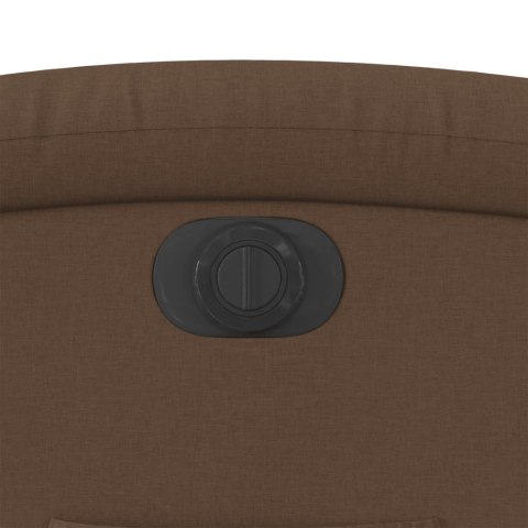 ELEKTRYCZNY FOTEL ROZKŁADANY BRĄZOWY OBITY TKANINĄ