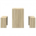 3-CZĘŚCIOWY ZESTAW MEBLI: STOLIK I ŁAWKI DĄB SONOMA