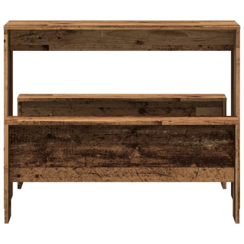 3-CZĘŚCIOWY ZESTAW MEBLI: STOLIK I ŁAWKI STARE DREWNO