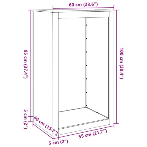 STOJAK NA DREWNO OPAŁOWE CZARNY 60X40X100CM STALOWY