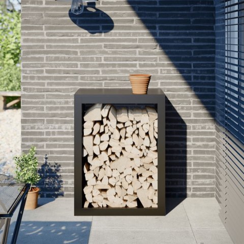 STOJAK NA DREWNO OPAŁOWE CZARNY 60X40X80CM STALOWY