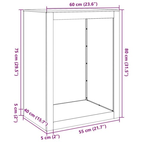 STOJAK NA DREWNO OPAŁOWE BIAŁY 60X40X80CM STALOWY