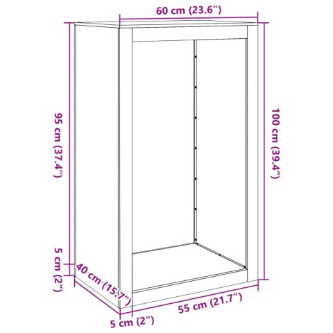 STOJAK NA DREWNO OPAŁOWE ANTRACYTOWY 60X40X100CM STALOWY
