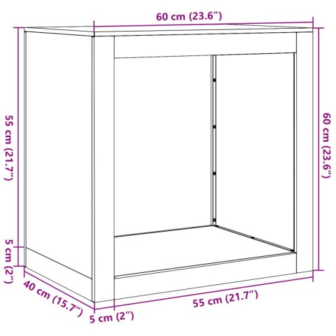 STOJAK NA DREWNO OPAŁOWE BIAŁY 60X40X60CM STALOWY