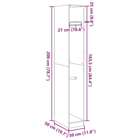 SZAFA SZARY DĄB SONOMA 30X50X200CM
