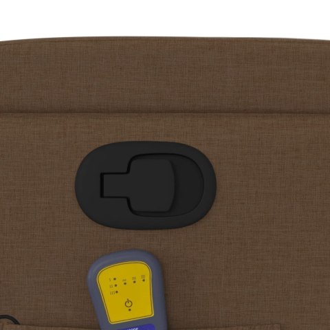 ROZKŁADANY FOTEL MASUJĄCY BRĄZOWY OBITY TKANINĄ