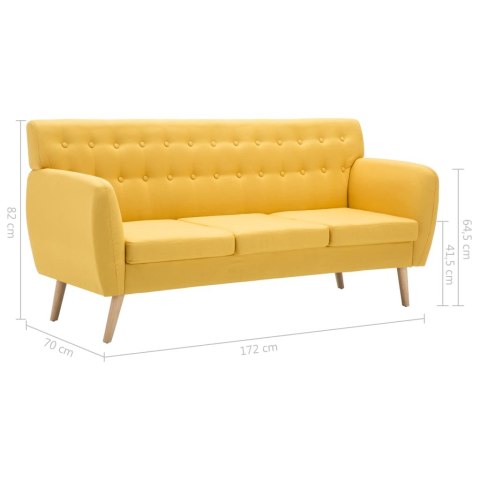 3-OSOBOWA SOFA TAPICEROWANA TKANINĄ 172X70X82CM ŻÓŁTA