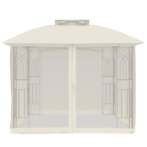 ALTANA Z PODWÓJNYM DACHEM I SIATKĄ WOKÓŁ KREMOWA 2,94X2,94M