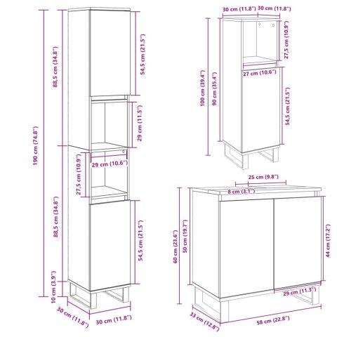 3-CZ. ZESTAW MEBLI ŁAZIENKOWYCH KOLOR DĄB SONOMA