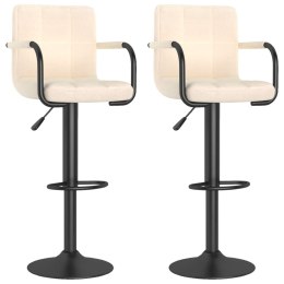 STOŁKI BAROWE 2 SZT. KREMOWE TAPICEROWANE TKANINĄ